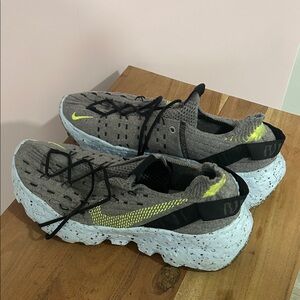 Nike Gray and Neon Yellow Running Shoes